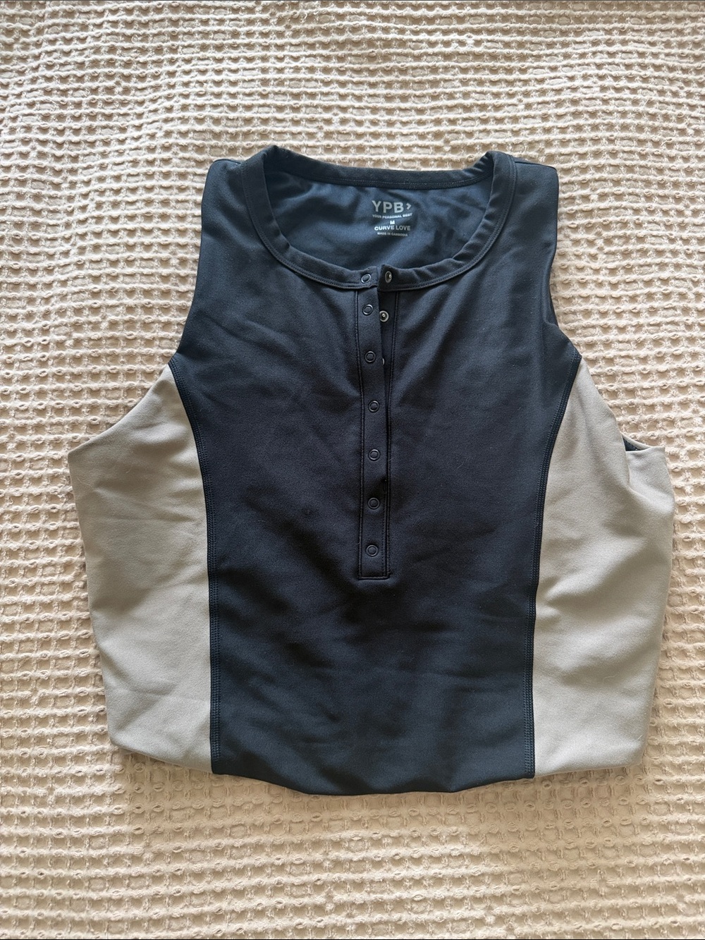 Abercrombie & Fitch YPB Sleeveless Crop Top - Black and Light Gray